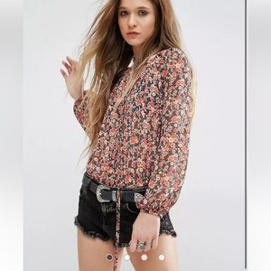 Free People Intimately Anna Bodysuit Floral Blouse